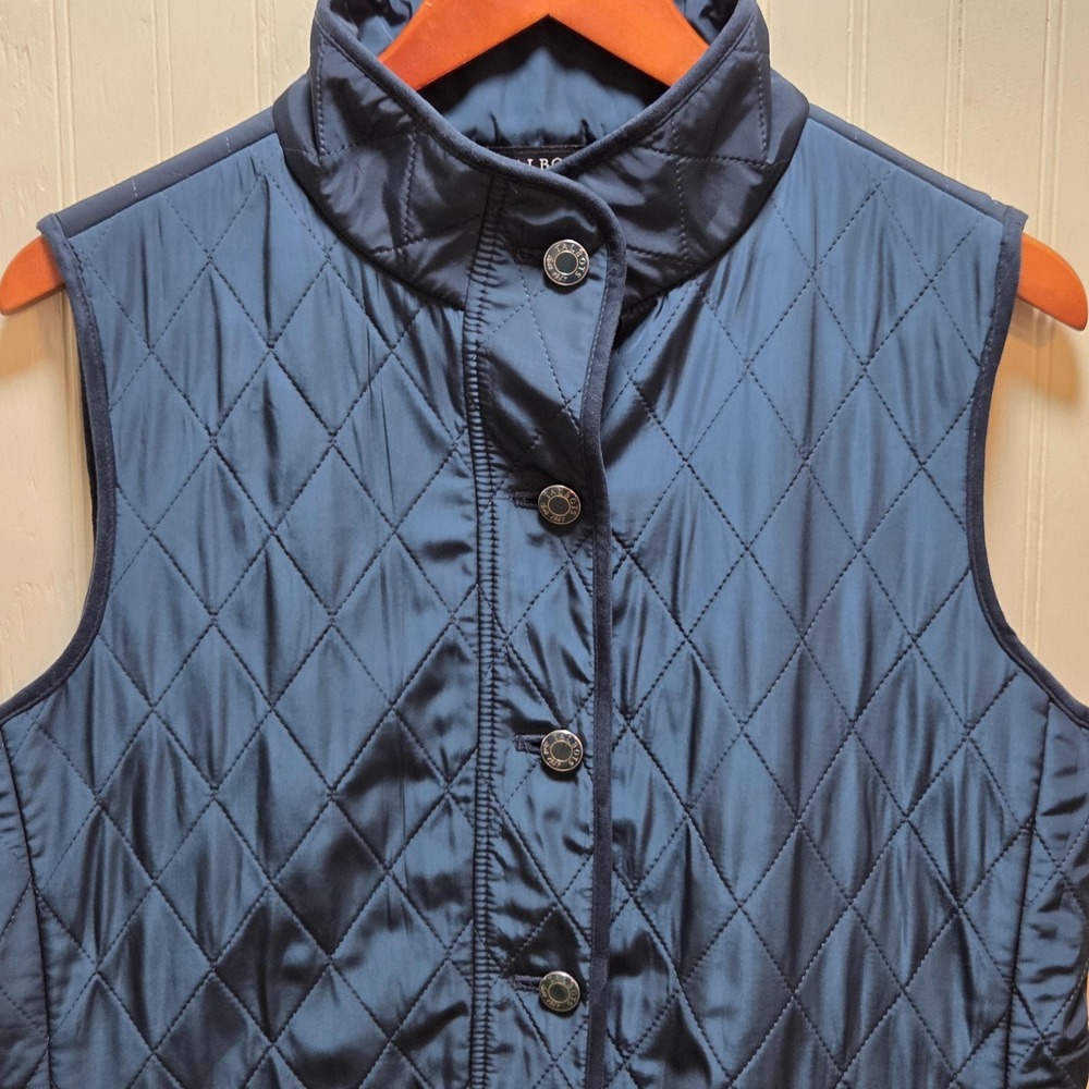 Talbots‎ Vest Womens Medium Blue Quilted Button Front Collared Pockets Lined